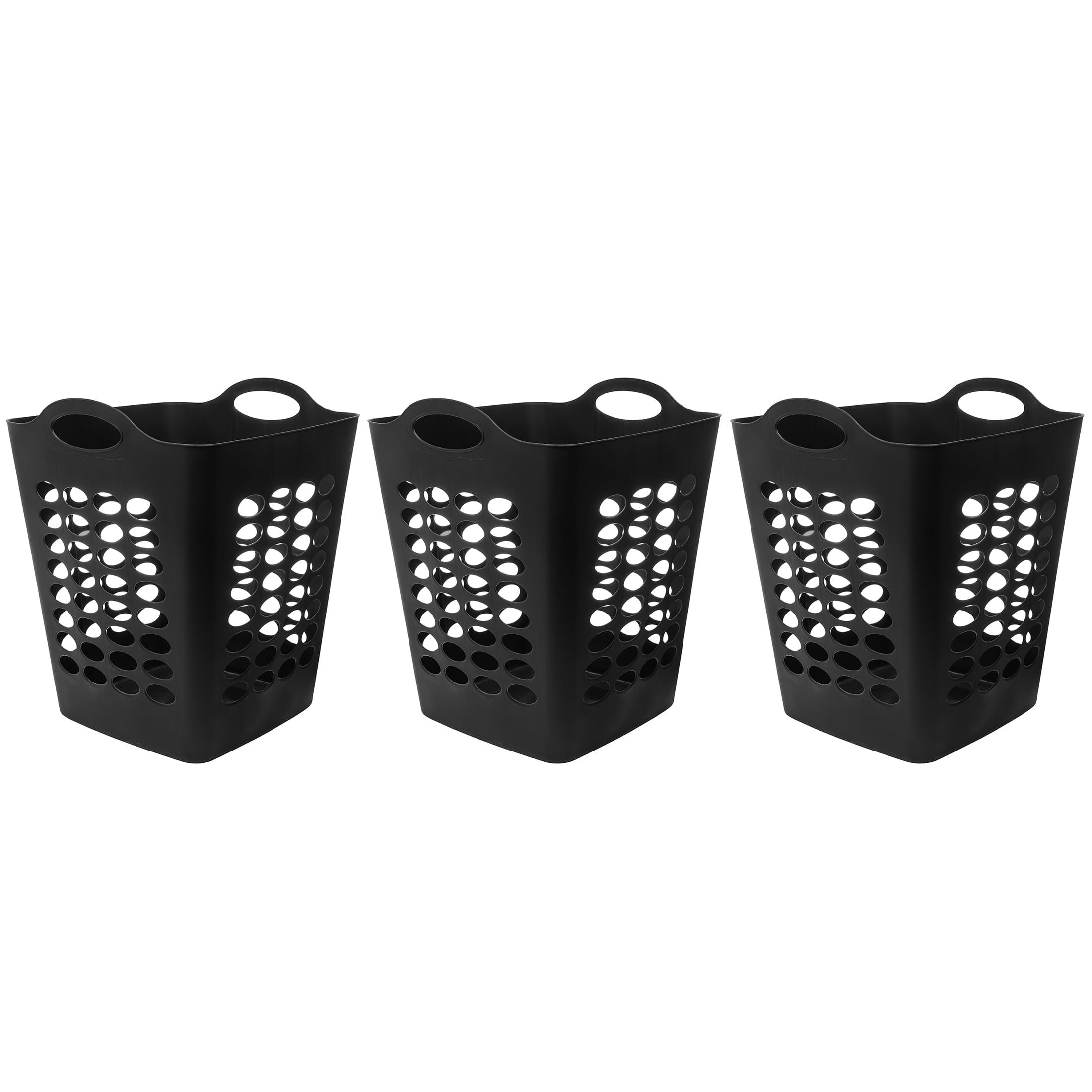 1.6 Bushel Flexible Square Plastic Laundry Hamper, Pack of 3, Black - CommunityRateLLC