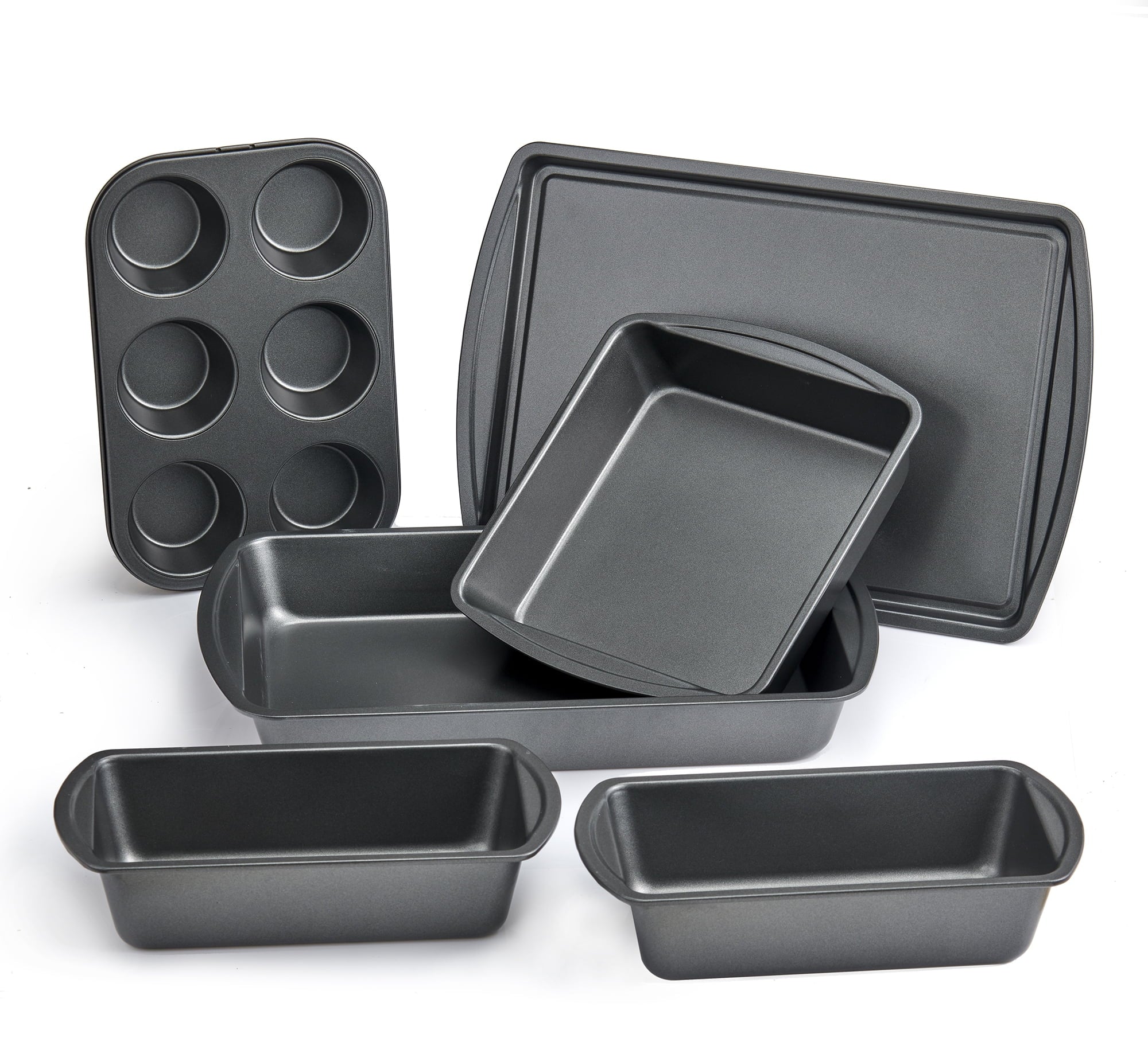 6 Piece Non-Stick Bakeware Sets, Easy for Release and Clean Up, Carbon Steel, Gray - CommunityRateLLC