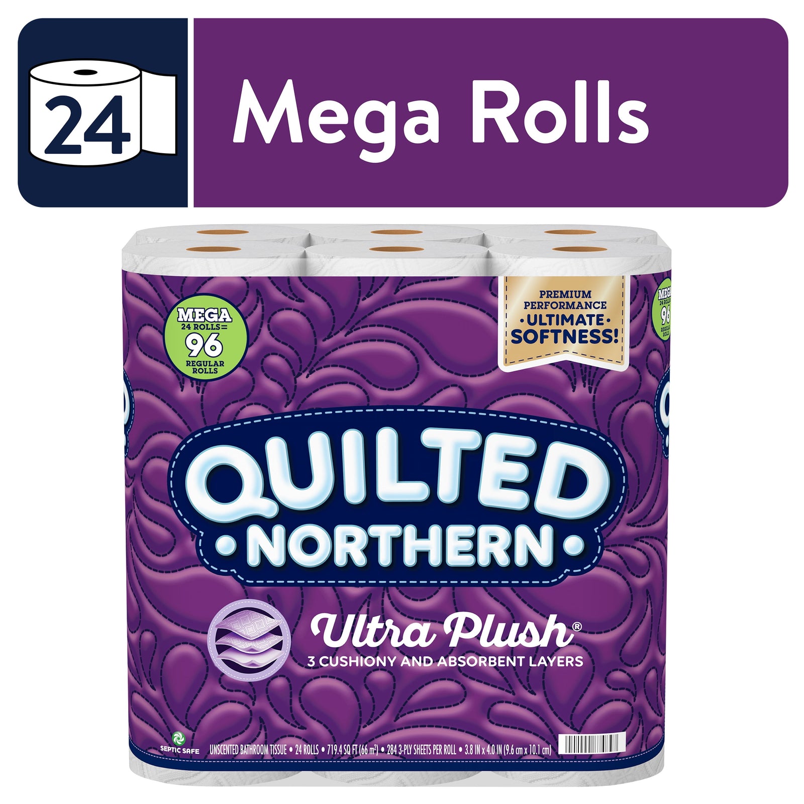 Ultra Plush Toilet Paper, 24 Mega Rolls - CommunityRateLLC