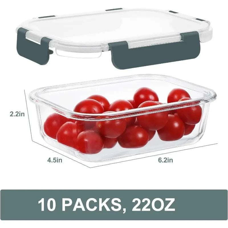 10 Packs 22 oz Glass Meal Prep Containers