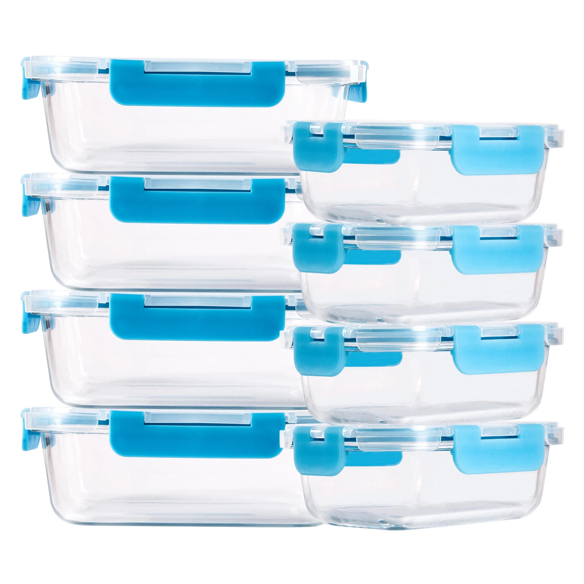 8-Piece Glass Food Storage Containers Set, 6 Sizes