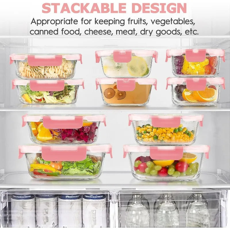 34pcs Glass Food Storage Containers with Lids Set (17 Containers & 17 Lids)