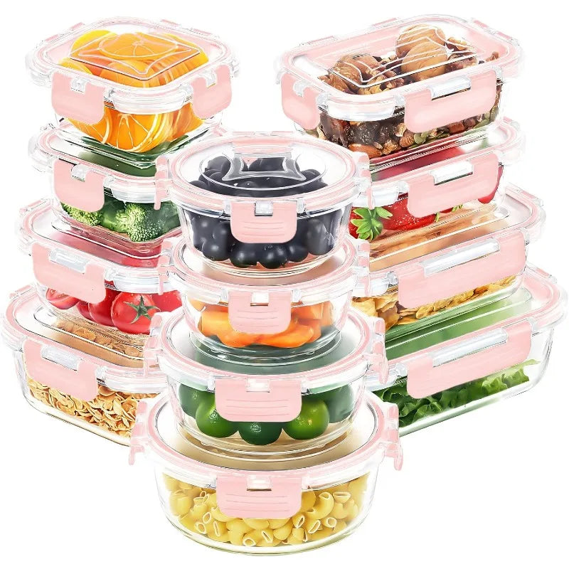 12 Pack Glass Food Storage Containers with Lids