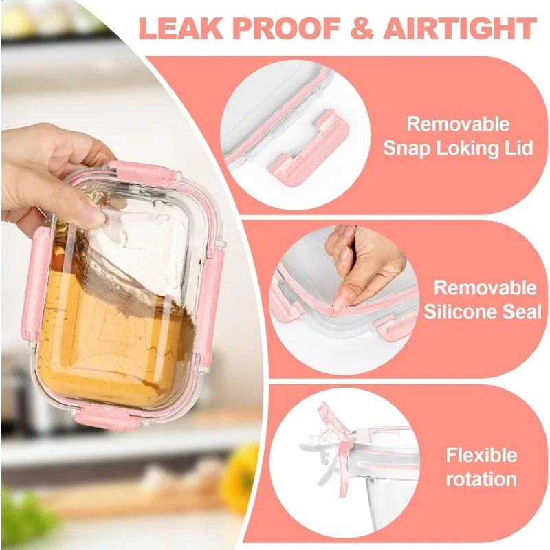 12 Pack Glass Food Storage Containers with Lids