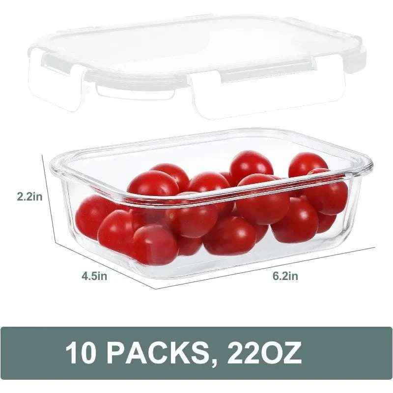 10 Packs 22 oz Glass Meal Prep Containers