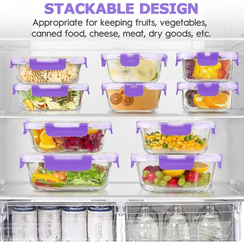34pcs Glass Food Storage Containers with Lids Set (17 Containers & 17 Lids)