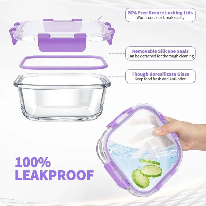 34pcs Glass Food Storage Containers with Lids Set (17 Containers & 17 Lids)