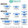 34pcs Glass Food Storage Containers with Lids Set, Airtight Glass Meal Prep Containers (17 Containers & 17 Lids), Leak Proof
