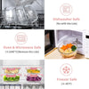 34pcs Glass Food Storage Containers with Lids Set, Airtight Glass Meal Prep Containers (17 Containers & 17 Lids), Leak Proof