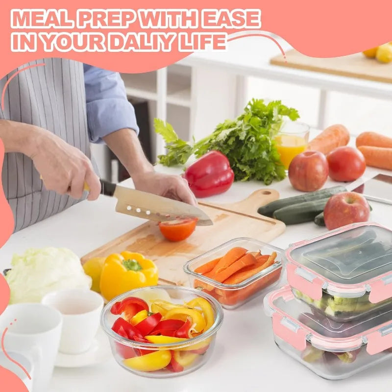 12 Pack Glass Food Storage Containers with Lids