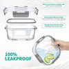 34pcs Glass Food Storage Containers with Lids Set, Airtight Glass Meal Prep Containers (17 Containers & 17 Lids), Leak Proof