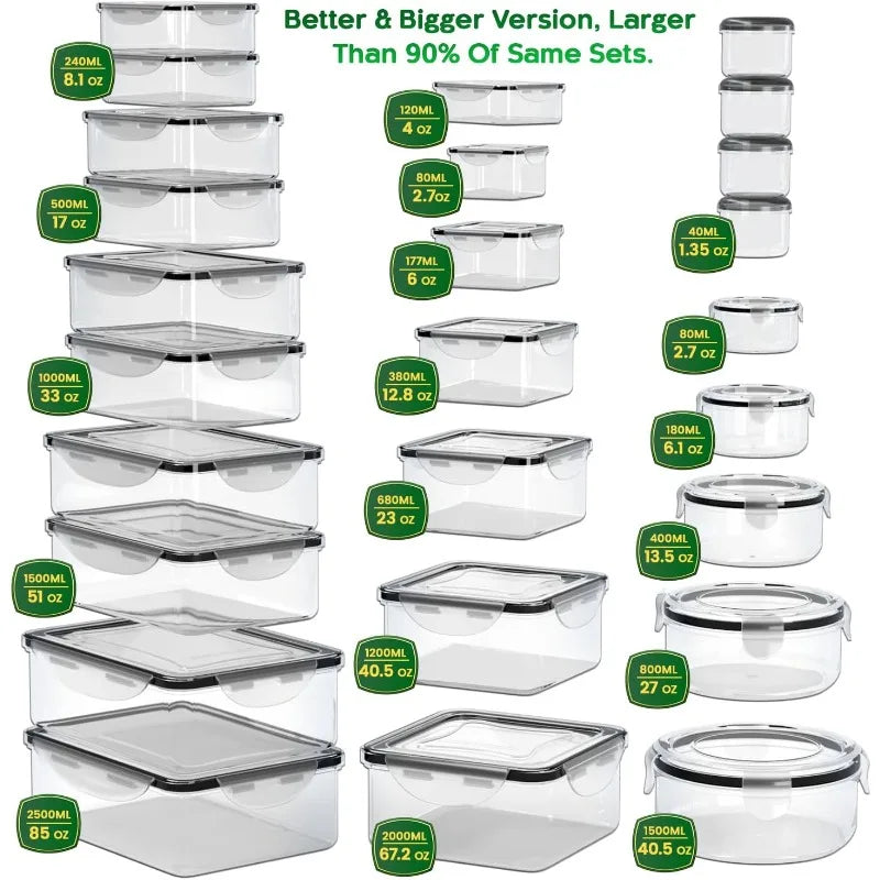 46 Pack Food Storage Containers with Lids Airtight-(23 Containers,23 Lids)