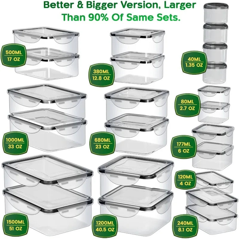 46 Pack Food Storage Containers with Lids Airtight-(23 Containers,23 Lids)