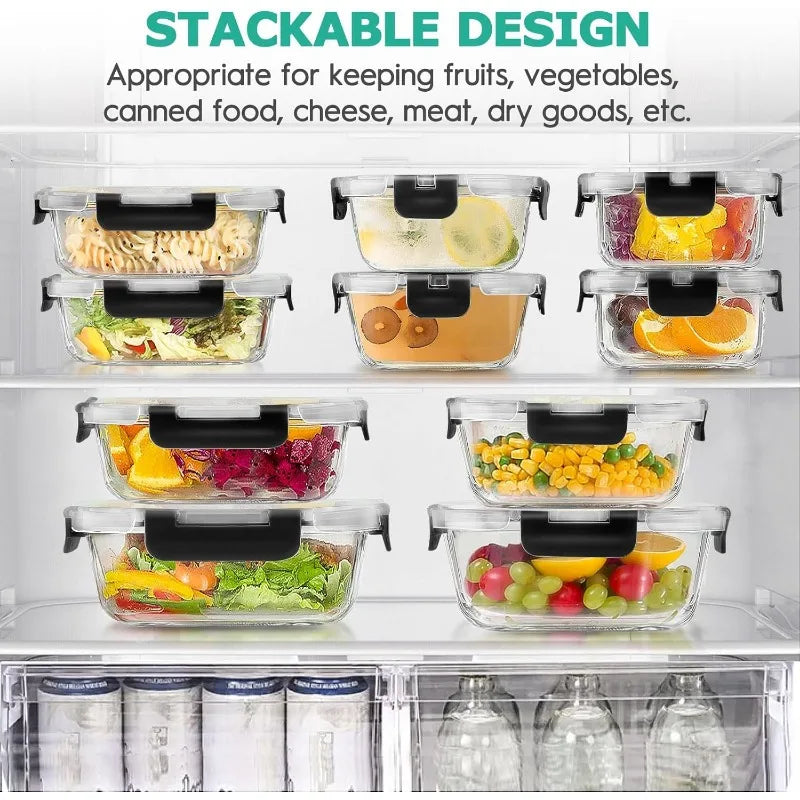 34pcs Glass Food Storage Containers with Lids Set (17 Containers & 17 Lids)