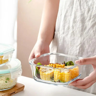 Borosilicate GlassHigh  Lunch Box Microwave Heating Sealed Bento Boxes Fresh-keeping Soup Snacks Fruit Sealed Insulation Box