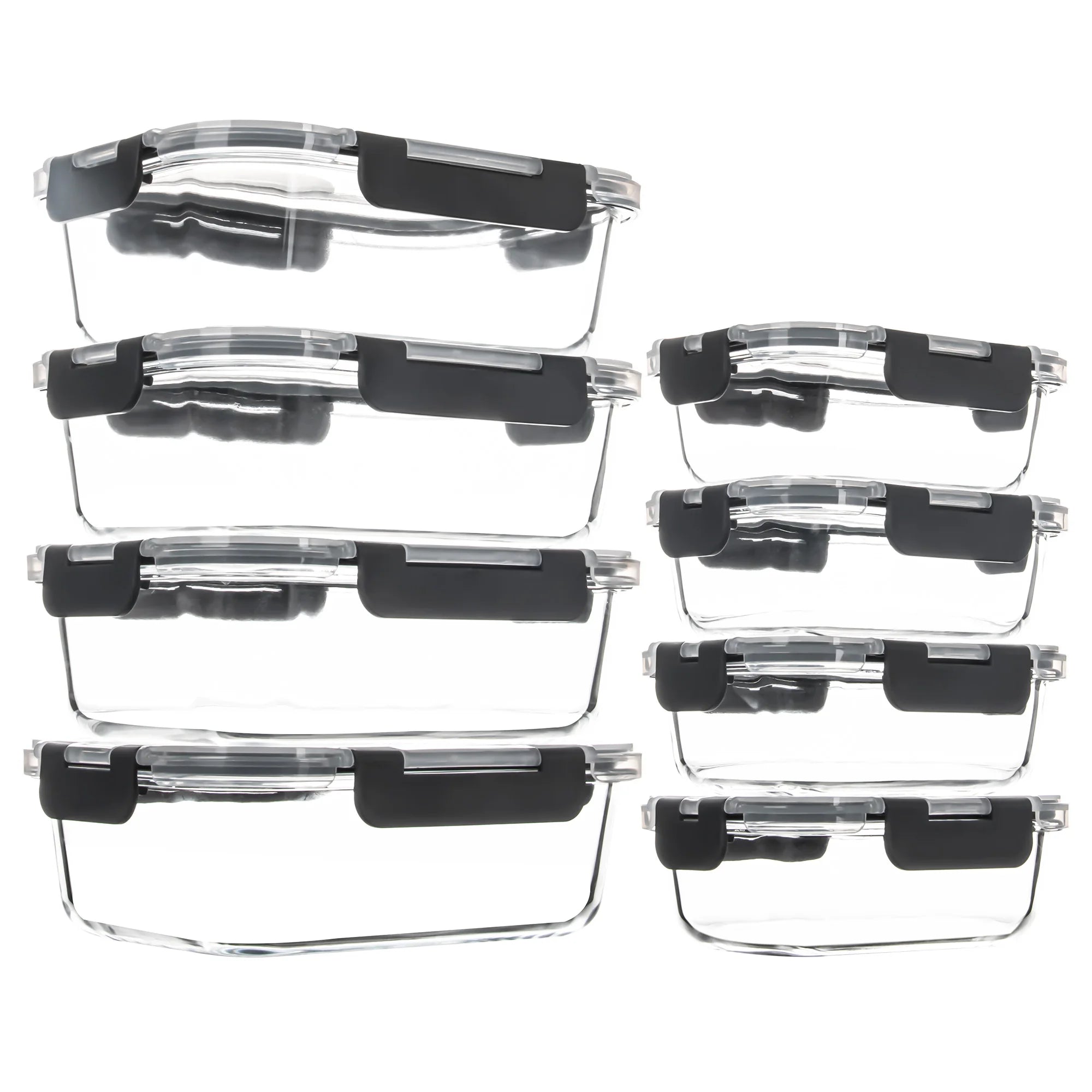 8-Piece Glass Food Storage Containers Set, 6 Sizes