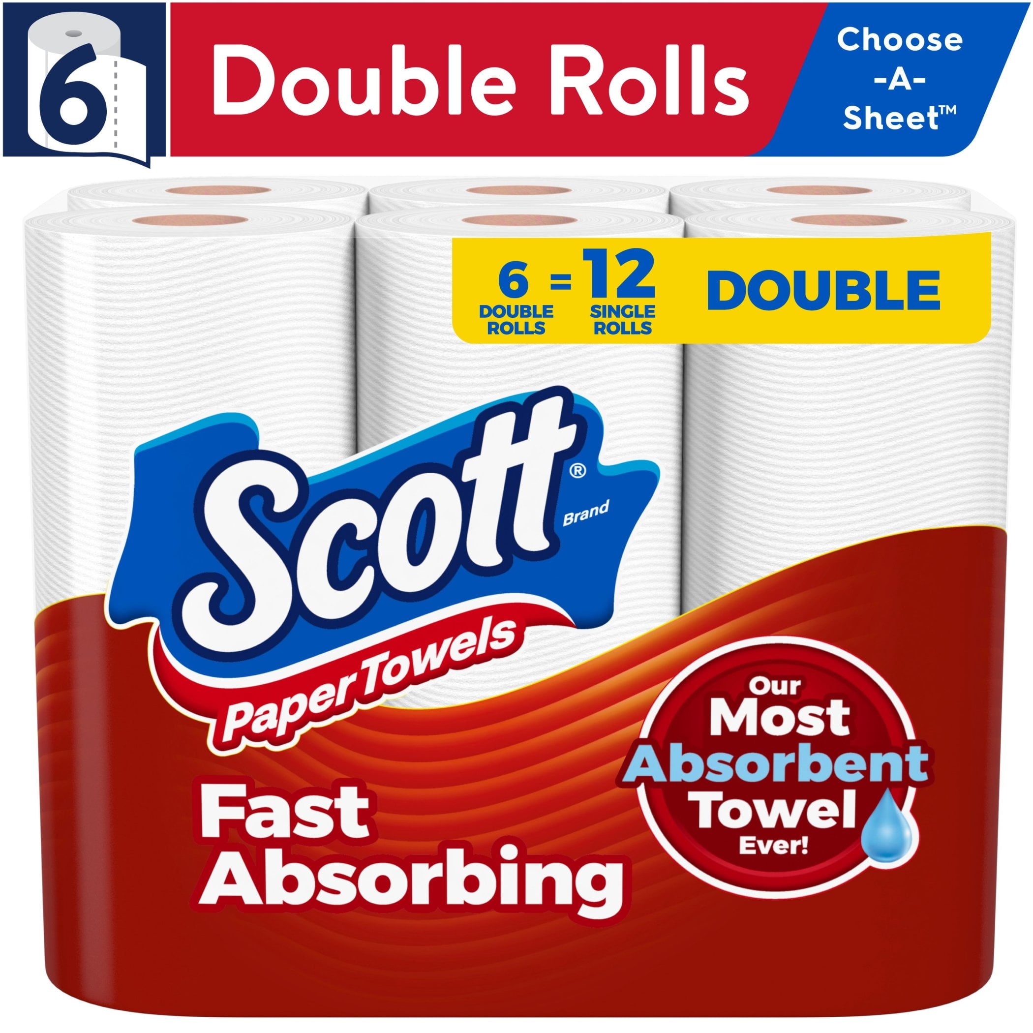 Choose-A-Sheet Paper Towels, 6 Double Rolls - CommunityRateLLC