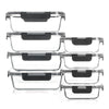 8-Piece Glass Food Storage Containers Set, BPA-Free, Leakproof, Microwave & Oven Safe, 6 Sizes, Borosilicate Glass Lock Lid