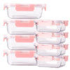 8-Piece Glass Food Storage Containers Set, BPA-Free, Leakproof, Microwave & Oven Safe, 6 Sizes, Borosilicate Glass Lock Lid