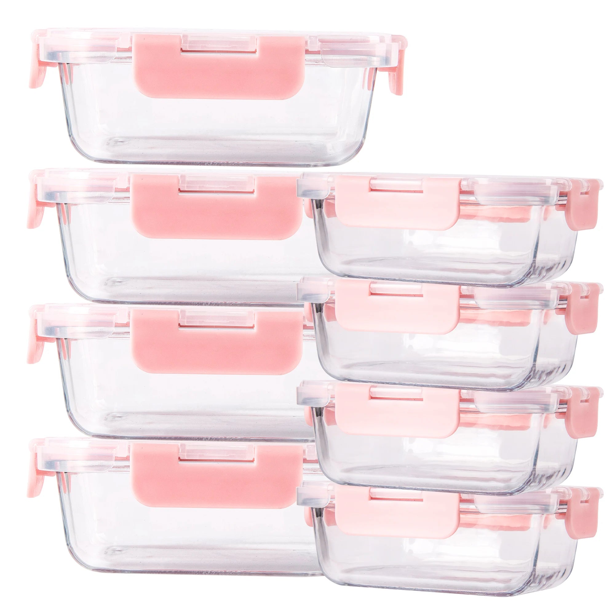 8-Piece Glass Food Storage Containers Set, 6 Sizes