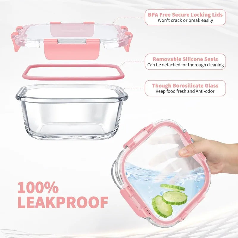 34pcs Glass Food Storage Containers with Lids Set (17 Containers & 17 Lids)