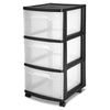3 Drawer Plastic Cart, Black with Clear Drawers, Adult - CommunityRateLLC