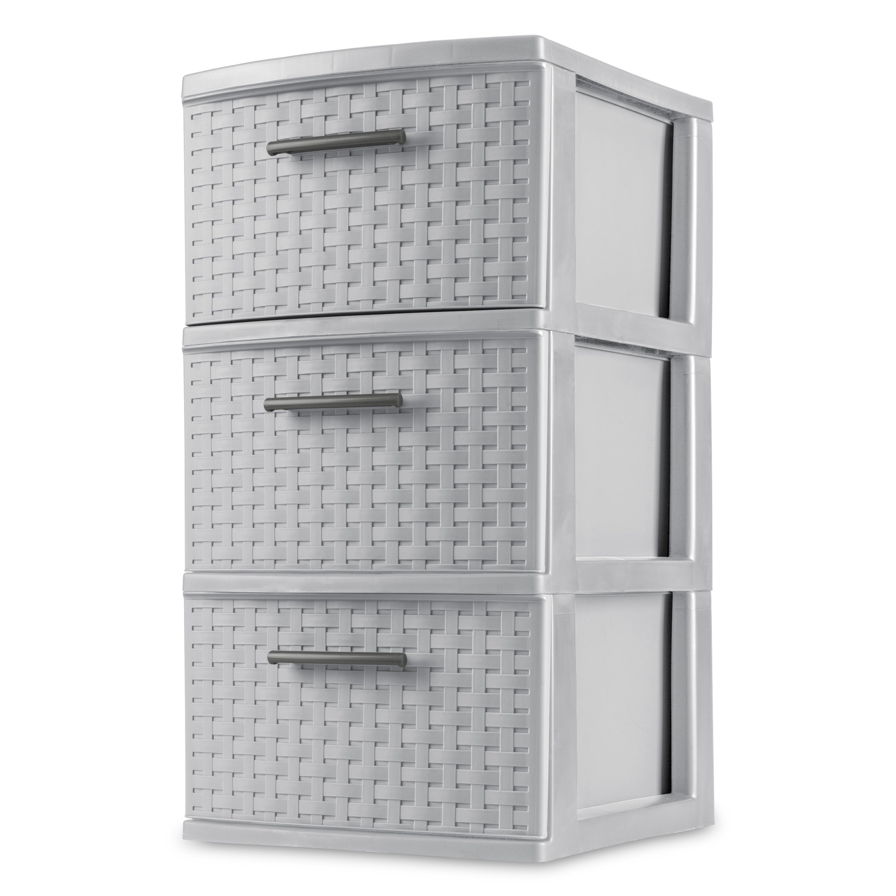 3 Drawer Weave Tower Plastic, Cement - CommunityRateLLC