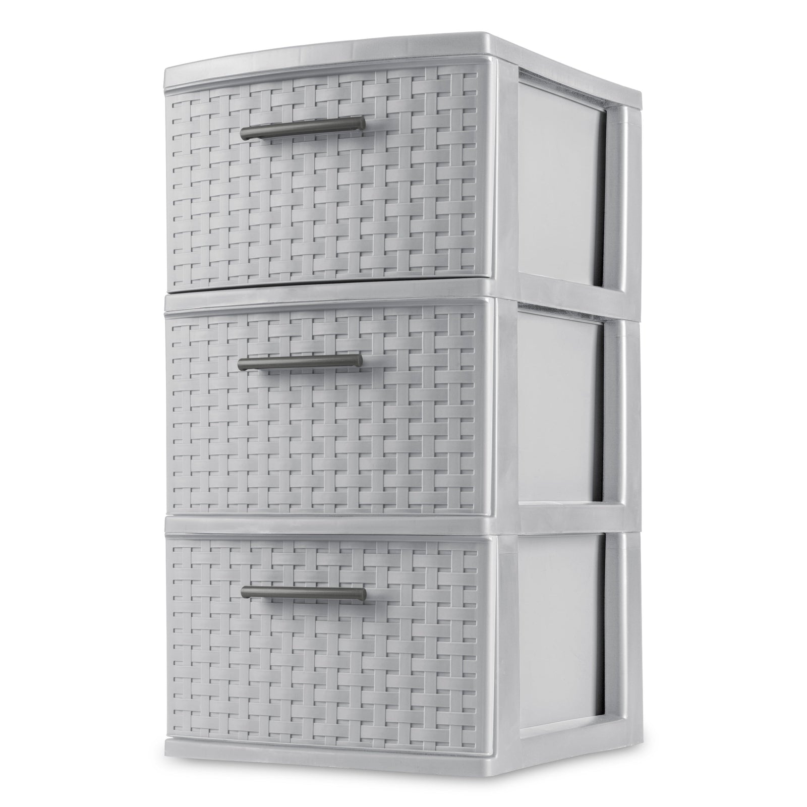 3 Drawer Weave Tower Plastic, Cement - CommunityRateLLC