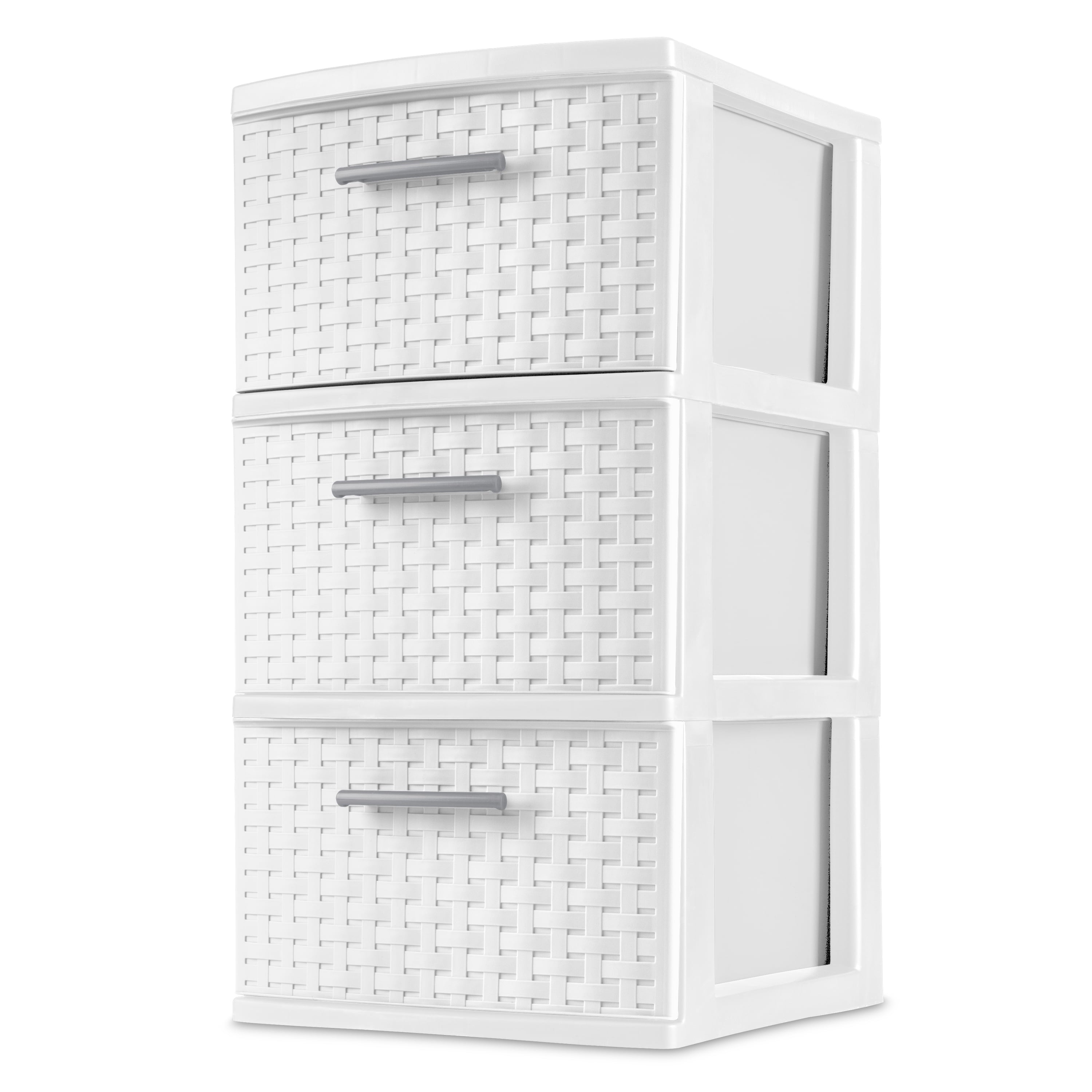 3 Drawer Weave Tower, White - CommunityRateLLC