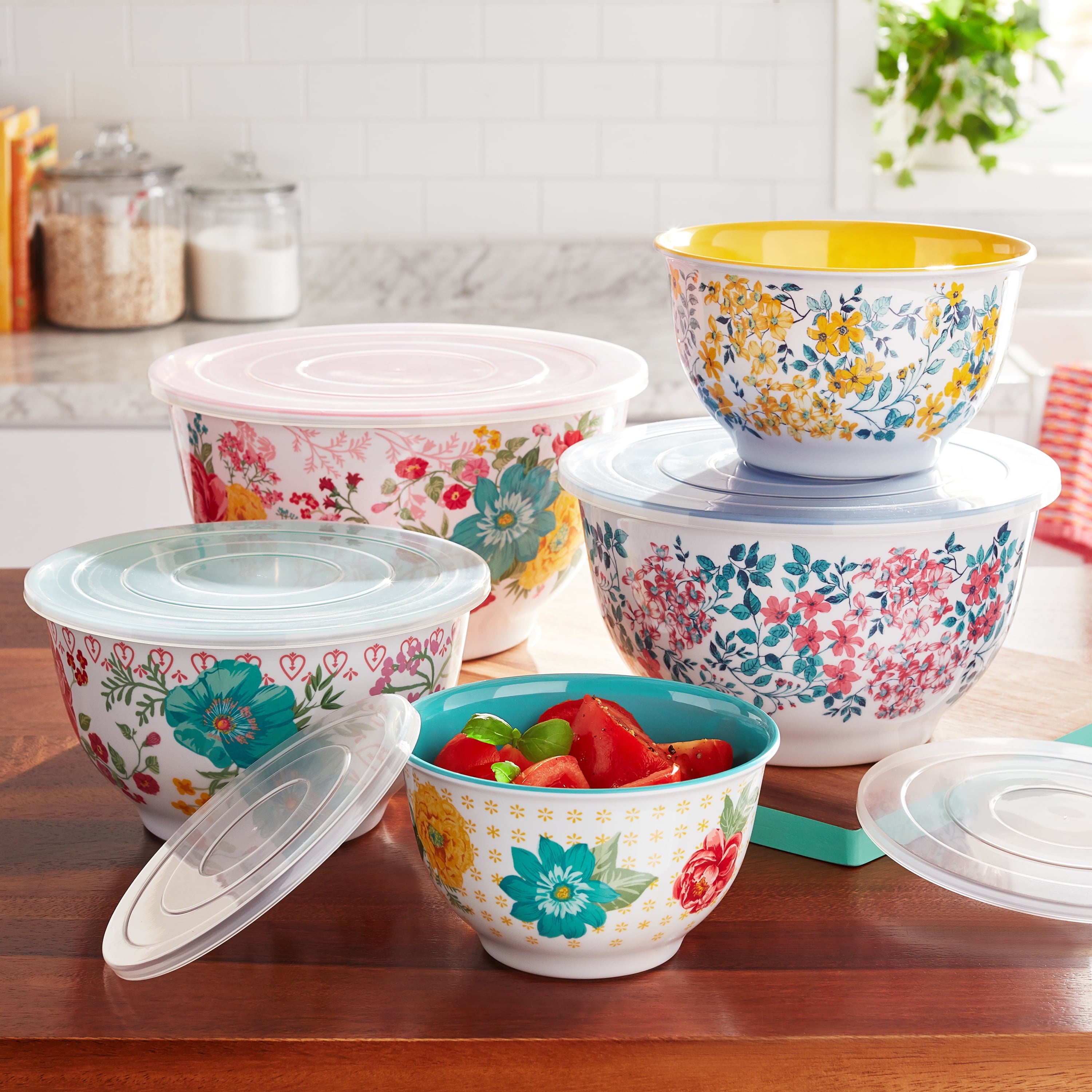 Melamine Mixing Bowl Set, 10-Piece Set, Petal Party - CommunityRateLLC