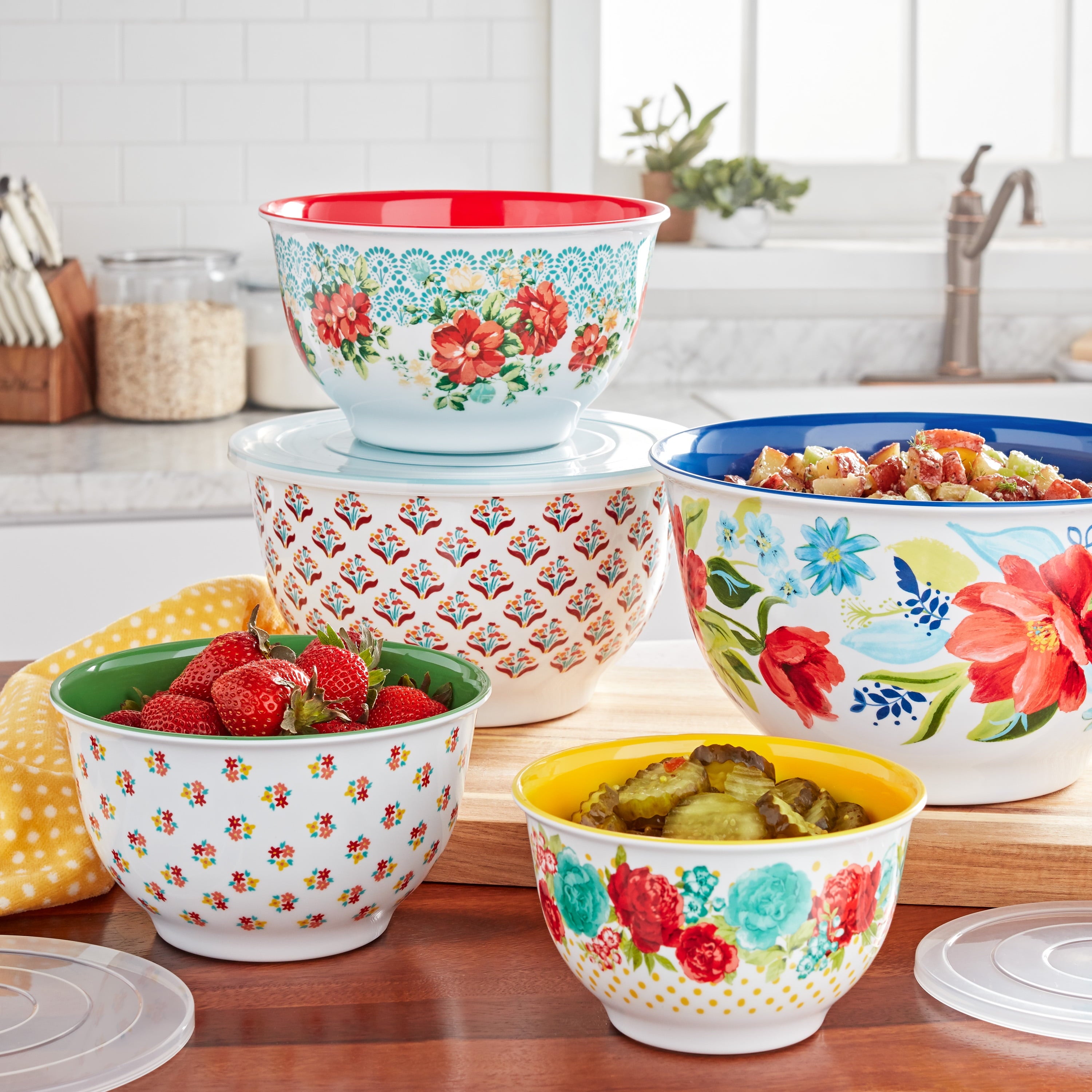 Melamine Mixing Bowl Set, 10-Piece Set, Petal Party - CommunityRateLLC