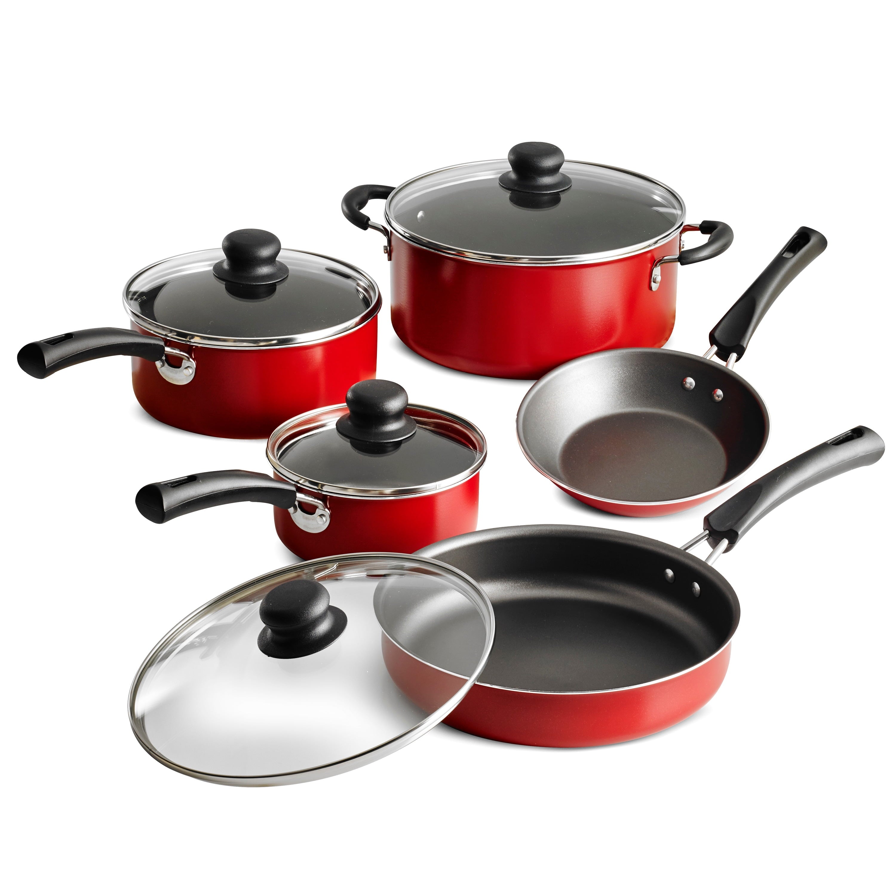 9-Piece Non-Stick Cookware Set, Red - CommunityRateLLC