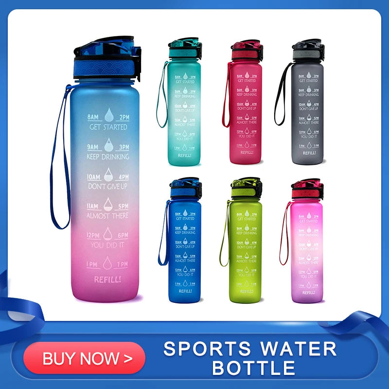 Professional Tritan Water Bottle with Time Markers - Leakproof Design for Fitness and Sports Motivation