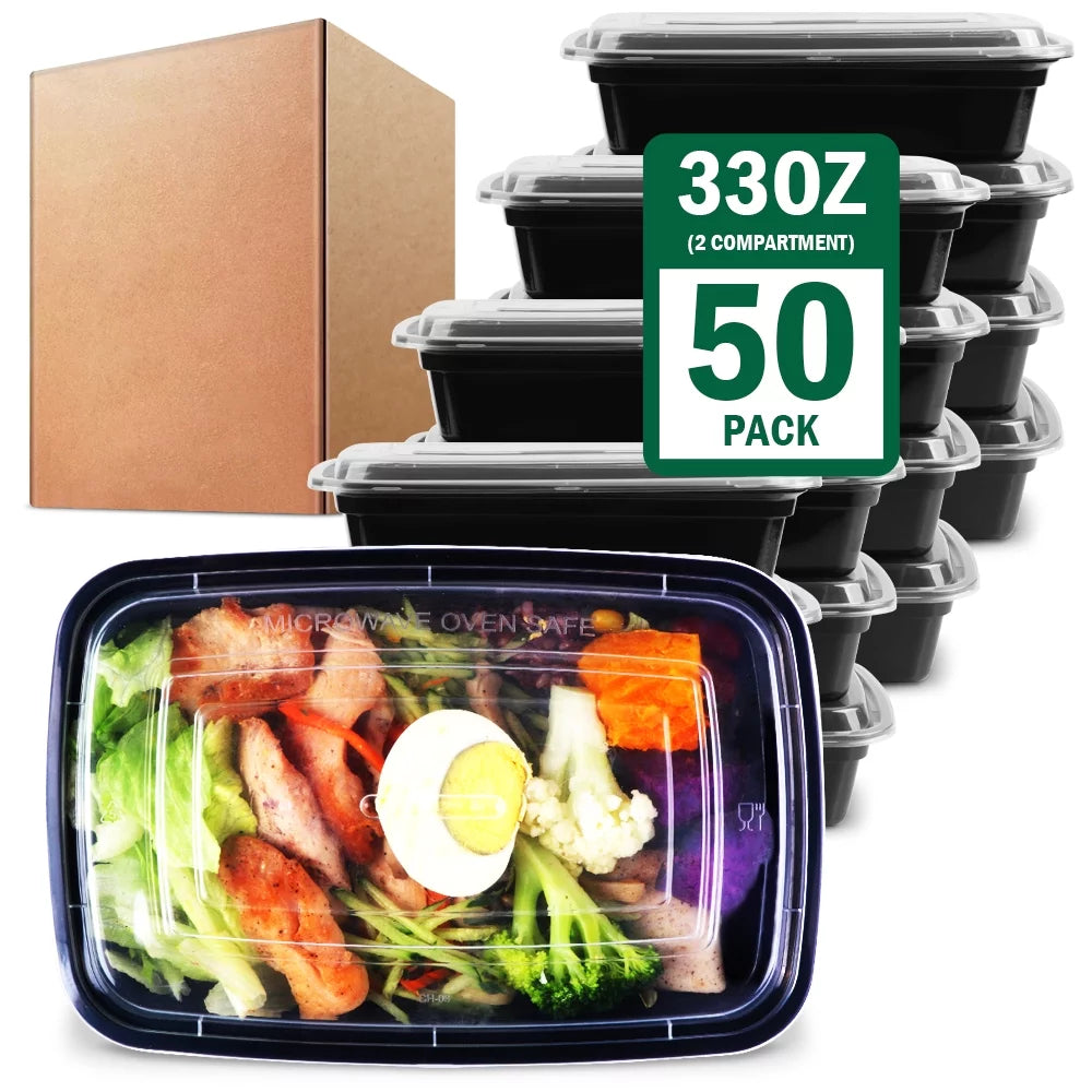 Meal Prep Containers, 50 Packs Plastic Food Storage Containers with Lids, 32Oz Bento Box Reusable, to Go Containers Disposable, BPA Free - CommunityRateLLC