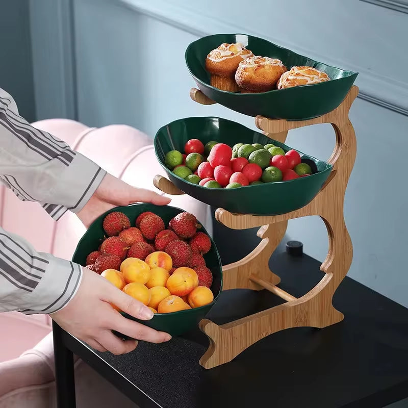 Elegant Wooden Tableware Set: Partitioned Fruit and Candy Trays for Dining and Entertaining