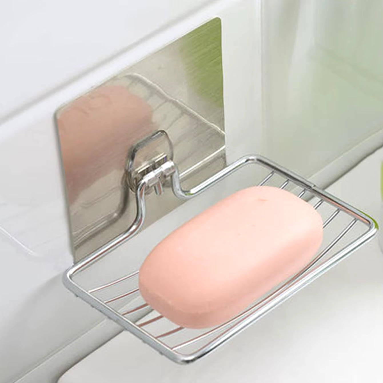 Stainless Steel Punch-Free Soap Rack - Wall-Mounted Single Layer Drainage Shelf for Bathroom