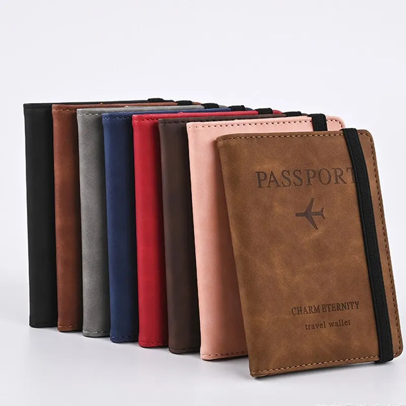 Men's PU Leather Travel Wallet for Passport and Business Cards - Stylish Handheld Accessory