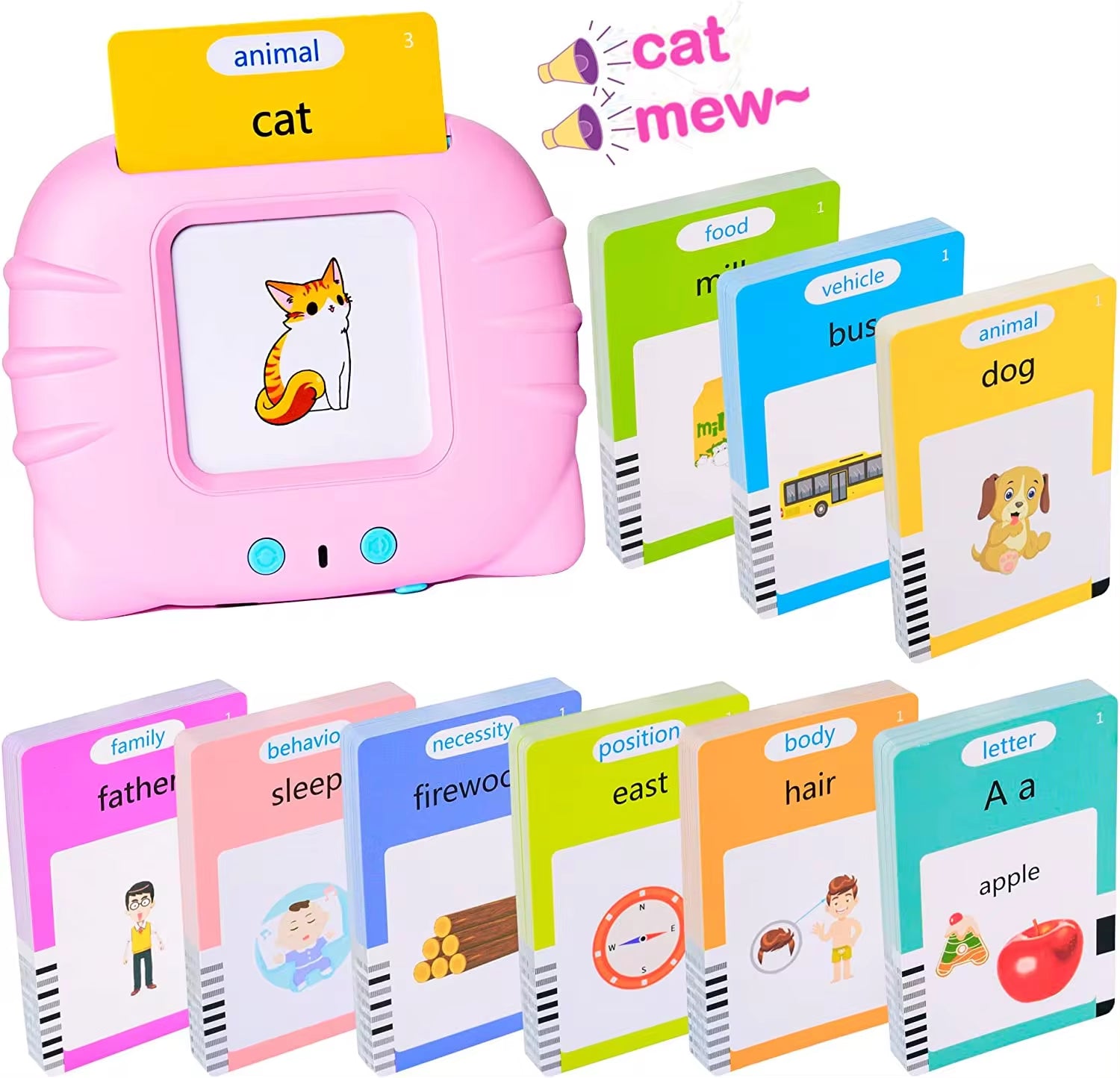 Interactive Talking Flash Cards for Early Education - Preschool Learning and Reading Machine for Boys and Girls