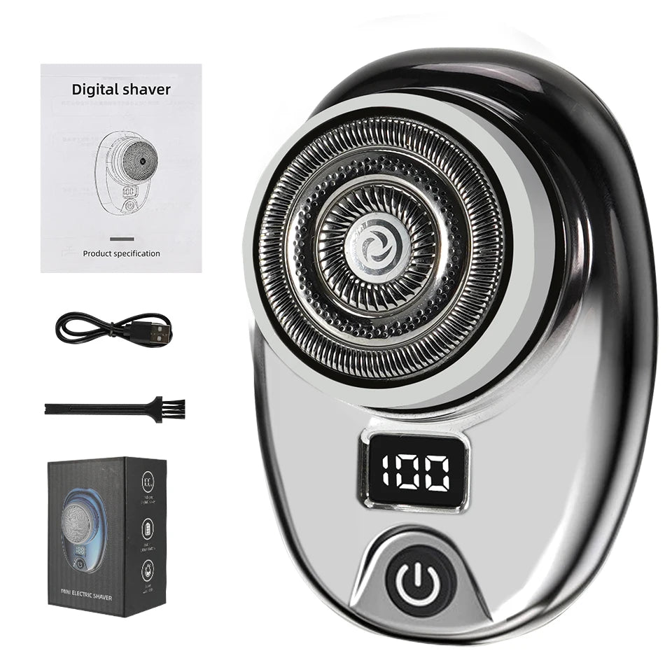 Portable Mini Electric Razor with Fast Charging and Digital Display, Washable for Wet and Dry Use, Upgraded 1-Hour Charge Time