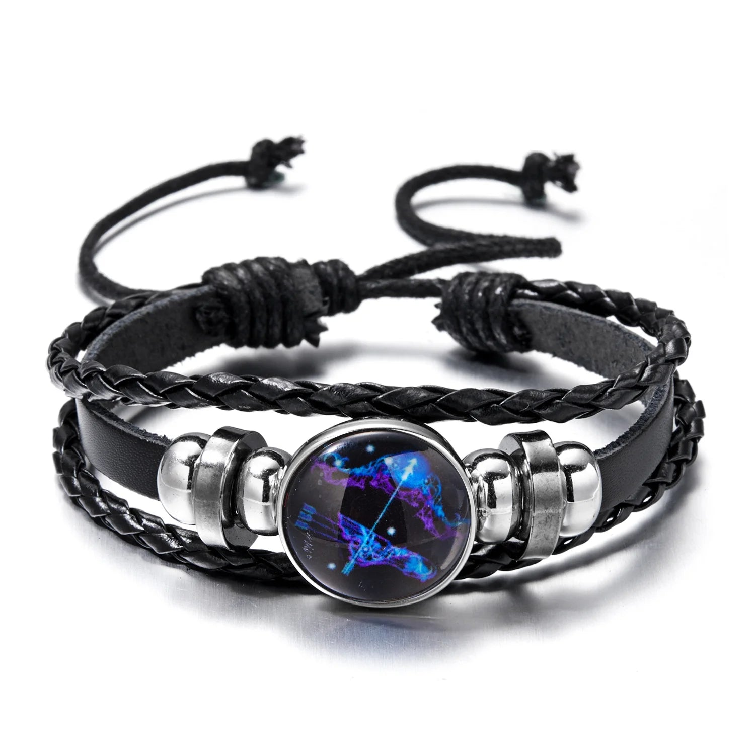 12 Constellation Zodiac Sign Charm Luminous Bracelets Men Women Vintage Multilayer Wrap Leather Bracelet & Bangle Birthday Gift.