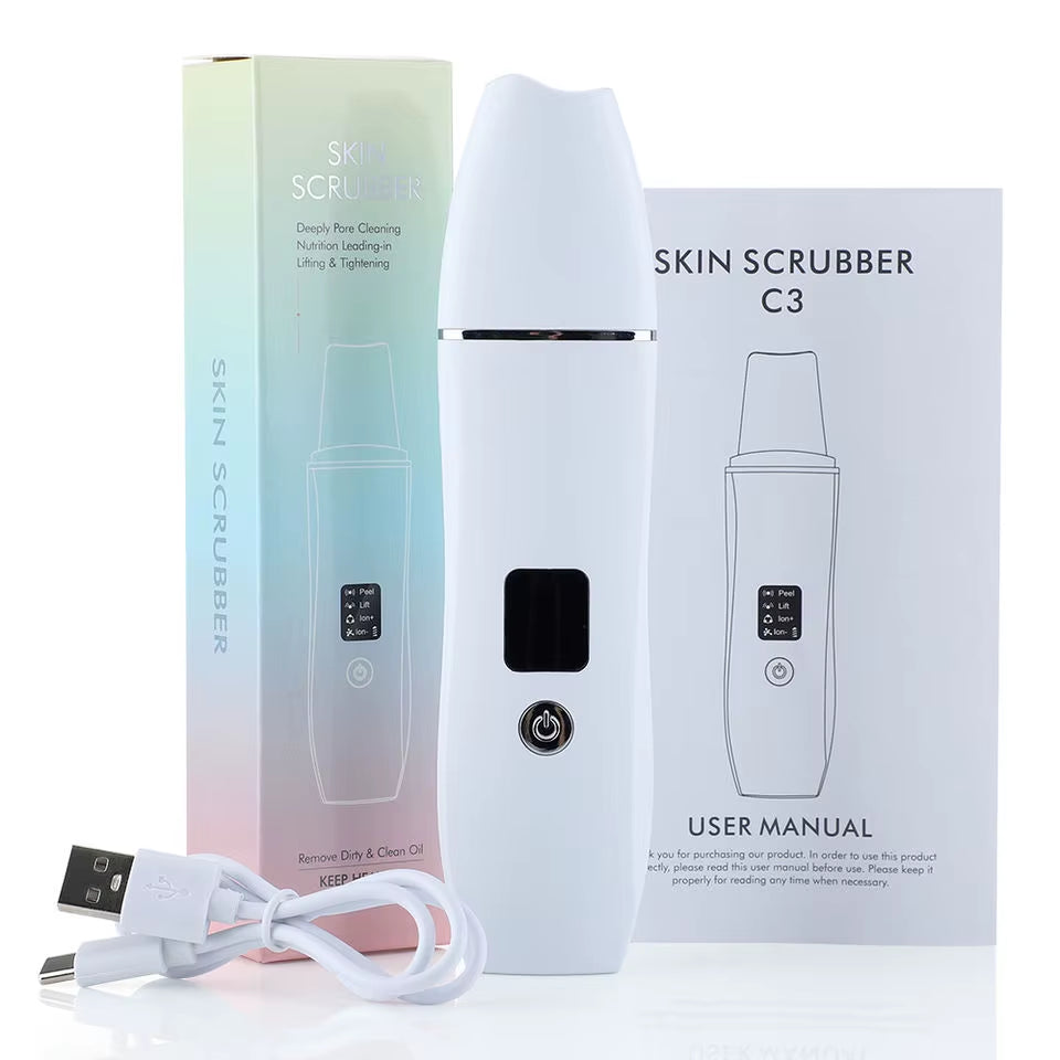 Ultrasonic Skin Scrubber and Blackhead Remover with 4 Modes for Deep Cleansing and Facial Lifting