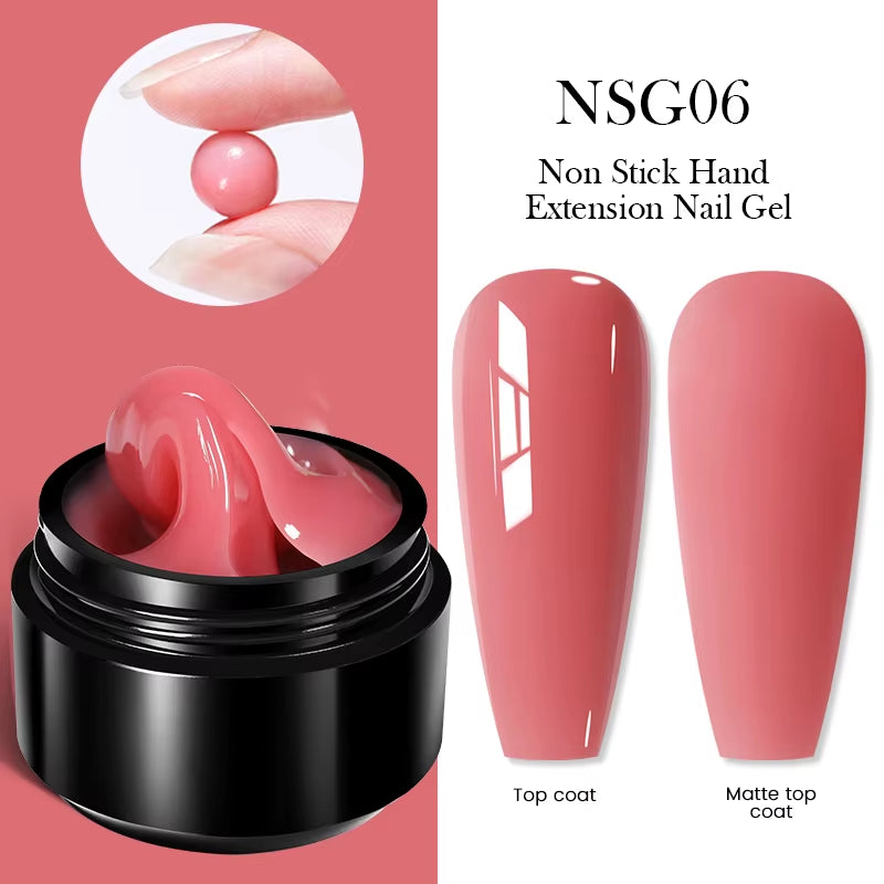 30ml Glitter Pink Hard Jelly Nail Extension Gel - Milky White Clear Soak Off UV Construction Gel