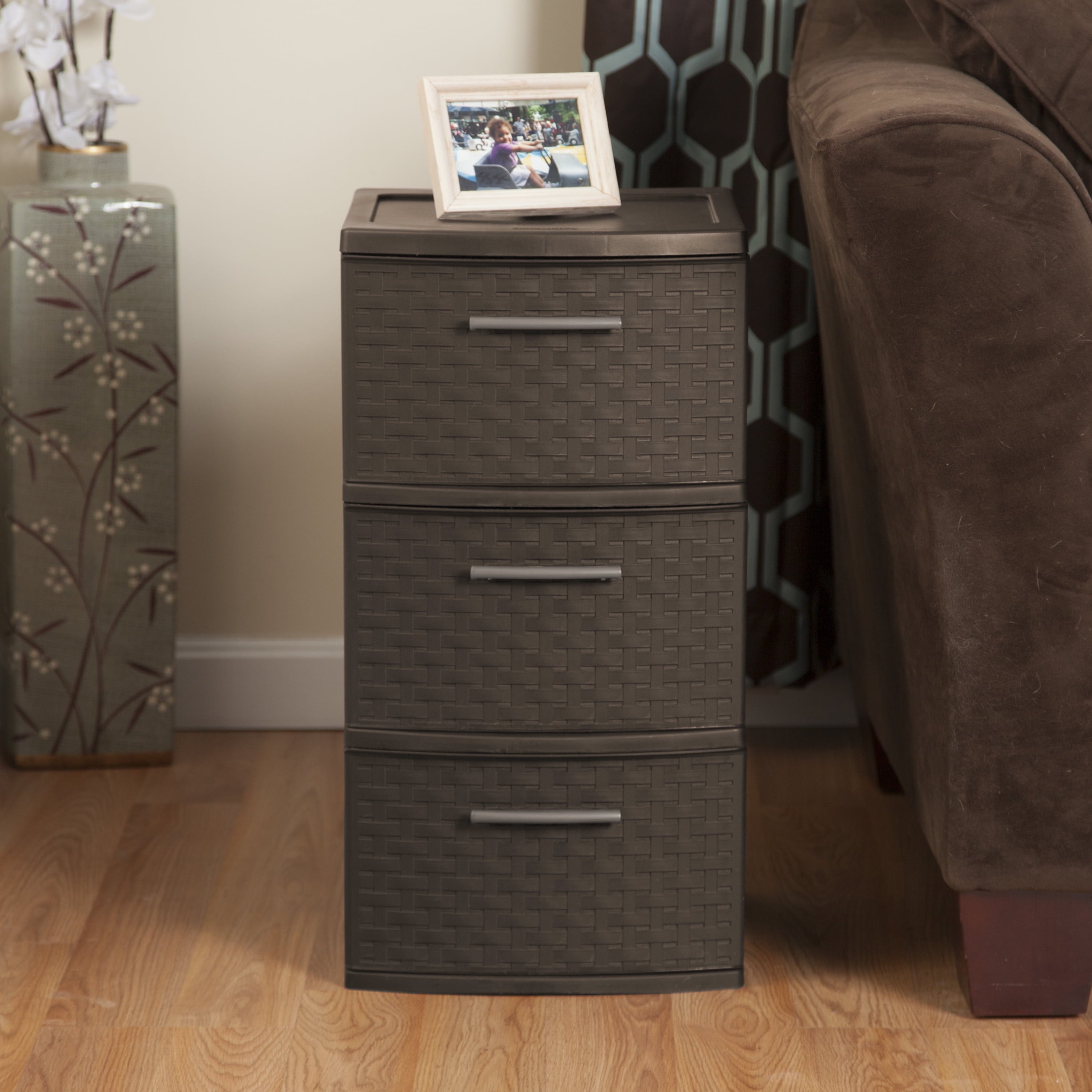 3-Drawer Weave Tower, Espresso - CommunityRateLLC