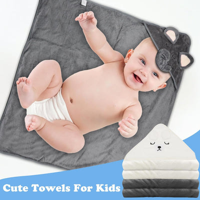 Set of 2 Baby Hooded Towels, 80x80 CM Ultra Soft and Absorbent Bath Towels for Newborns, Includes 30x40 CM Storage Bag, Ideal for Boys and Girls