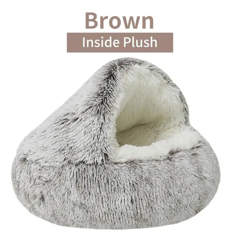 Premium Soft Plush Round Pet Bed with Removable Cover - 2-in-1 Sleeping Nest for Cats and Small Dogs