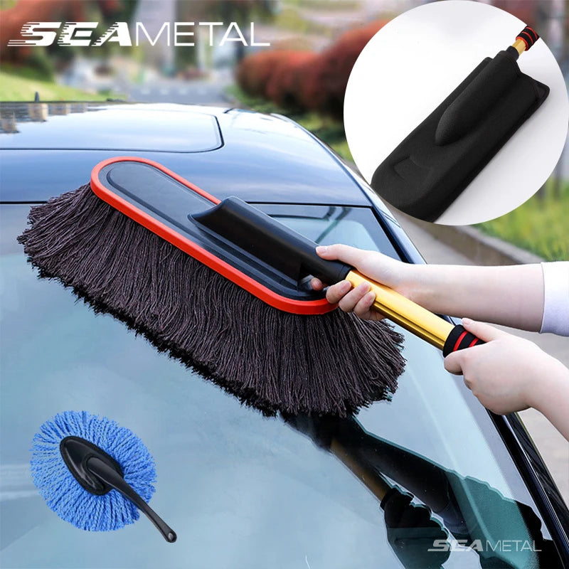 Adjustable Telescopic Microfiber Car Duster with Bristles for Effective Car Cleaning and Maintenance