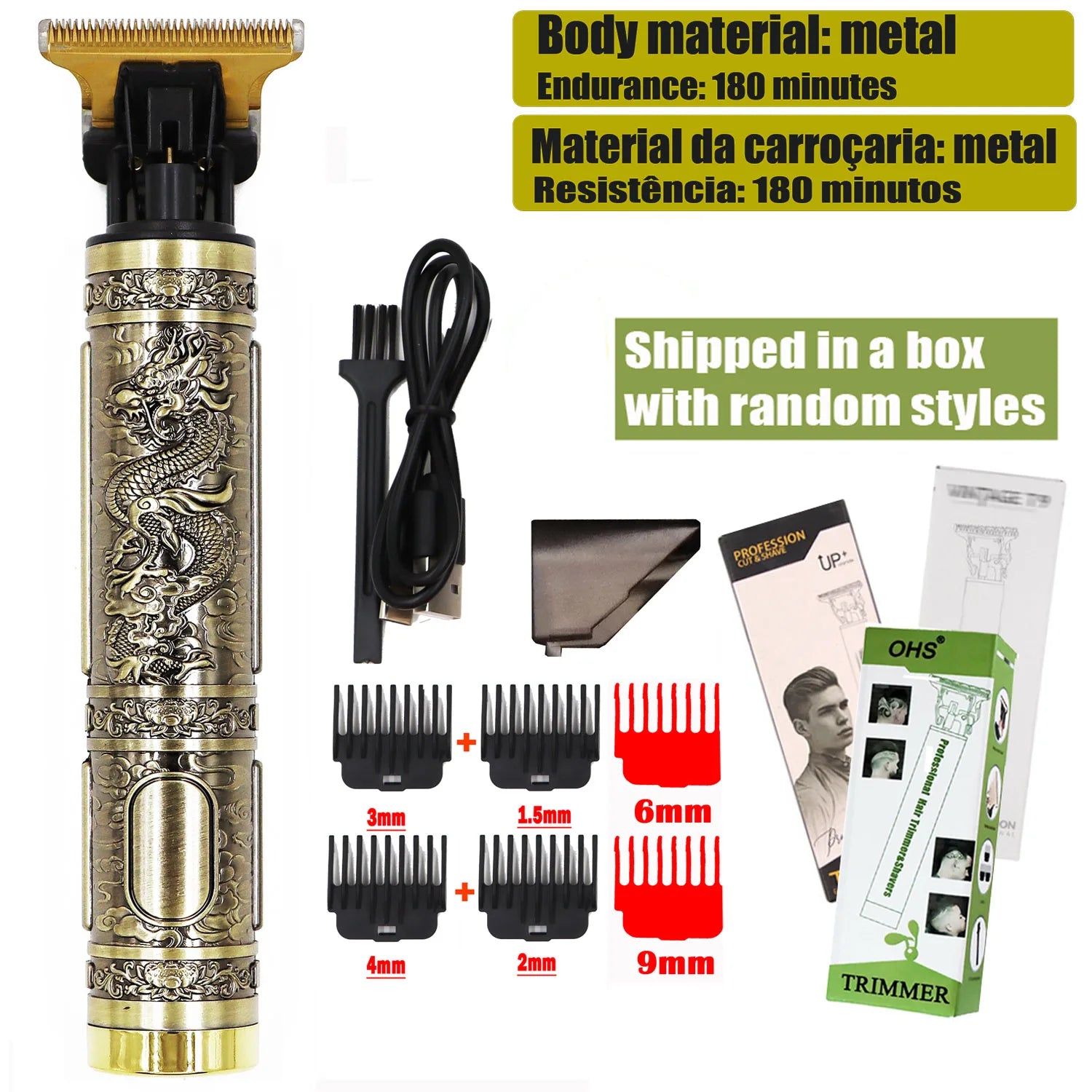 Tondeuse Dragon Vintage T9 Cordless Professional Hair Clippers and Electric Trimmers for Men