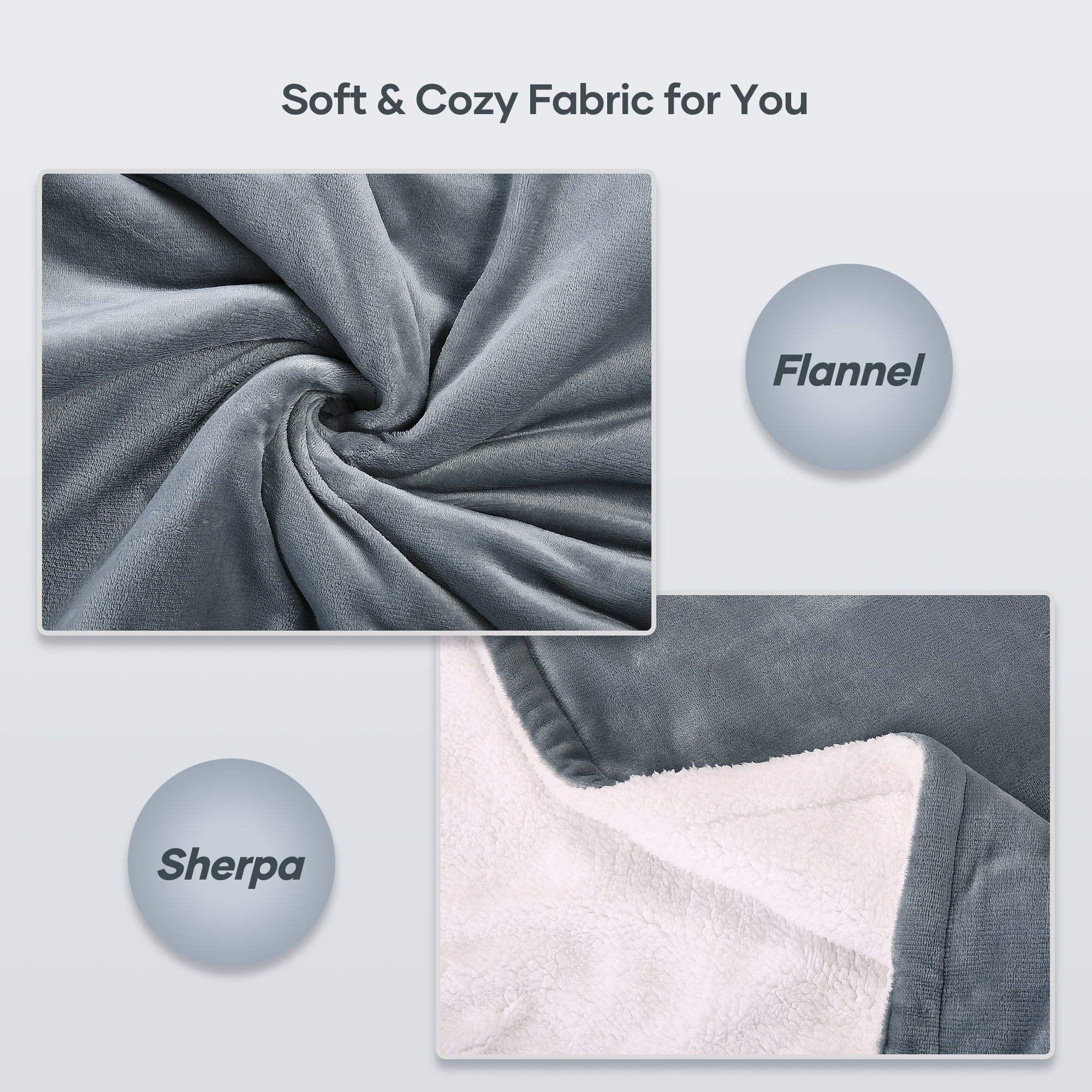 Cozy Up with Our 50" x 60" Electric Throw Blanket - 6 Heating Settings, Auto Shut-Off, Machine Washable Flannel & Sherpa in Gray and White