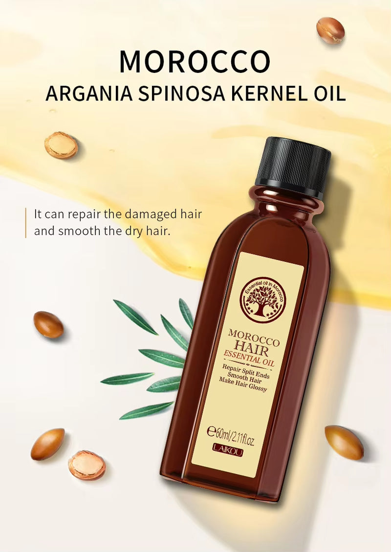 Argan Essence Oil for Hair - Moisturizing, Brightening, and Nourishing Treatment for Dry and Damaged Hair (60ml)