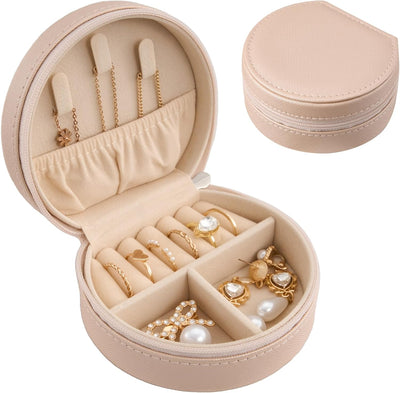 Medium Portable Seashell-Shaped Jewelry Organizer, 2-Layer Travel Jewelry Box in PU Leather for Women - Black